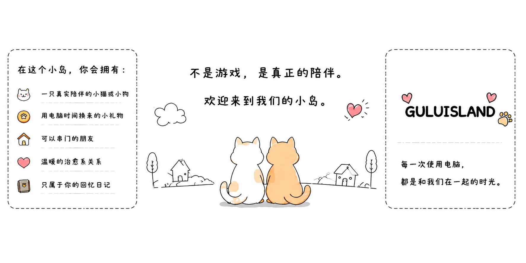 咕噜噜小岛陪伴宣言：真实宠物、咕噜币礼物、好友串门、一起养和共同日记
